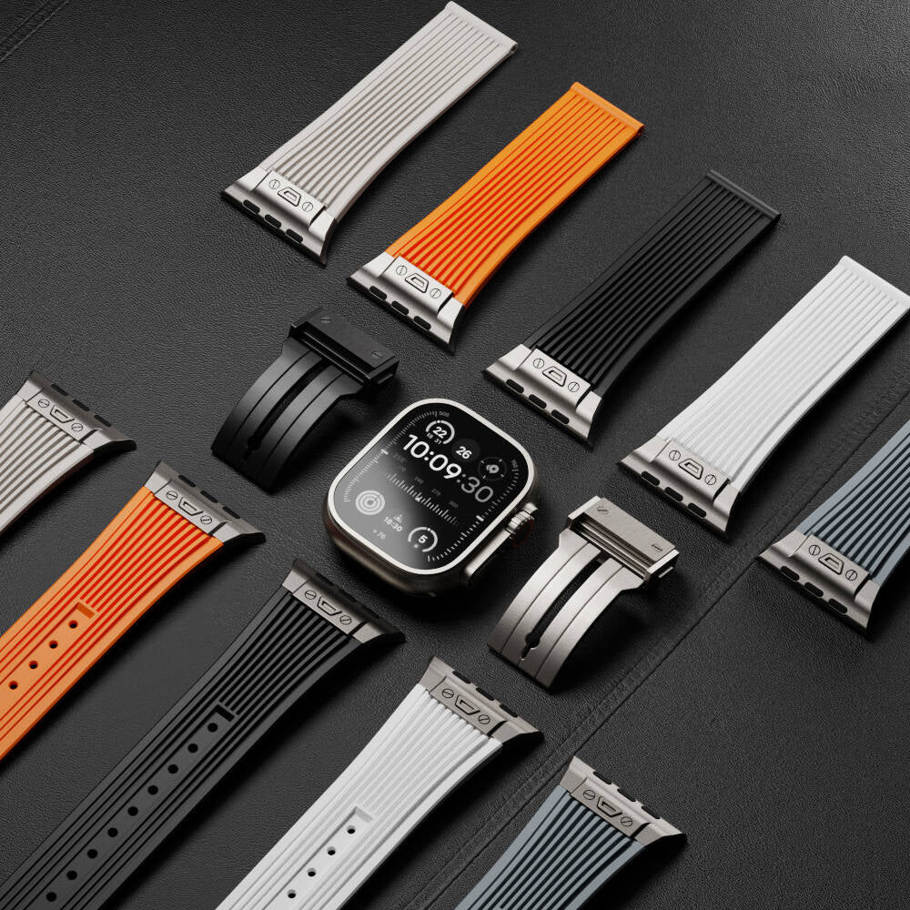 Apple Watch 42mm Zore KRD-113 Spor Görünümlü Silikon Kordon Beyaz