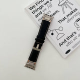 Apple Watch 42mm Zore KRD-114 Metal Başlıklı Suni Deri Kordon Koyu Kahve