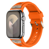Apple Watch 42mm Zore KRD-117 Hava Alabilen Delikli Metal Süslemeli Desenli Silikon Kordon Titanyum-Siyah