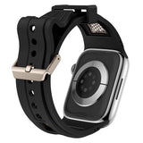 Apple Watch 42mm Zore KRD-117 Hava Alabilen Delikli Metal Süslemeli Desenli Silikon Kordon Titanyum-Starlight