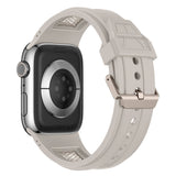 Apple Watch 42mm Zore KRD-117 Hava Alabilen Delikli Metal Süslemeli Desenli Silikon Kordon Siyah