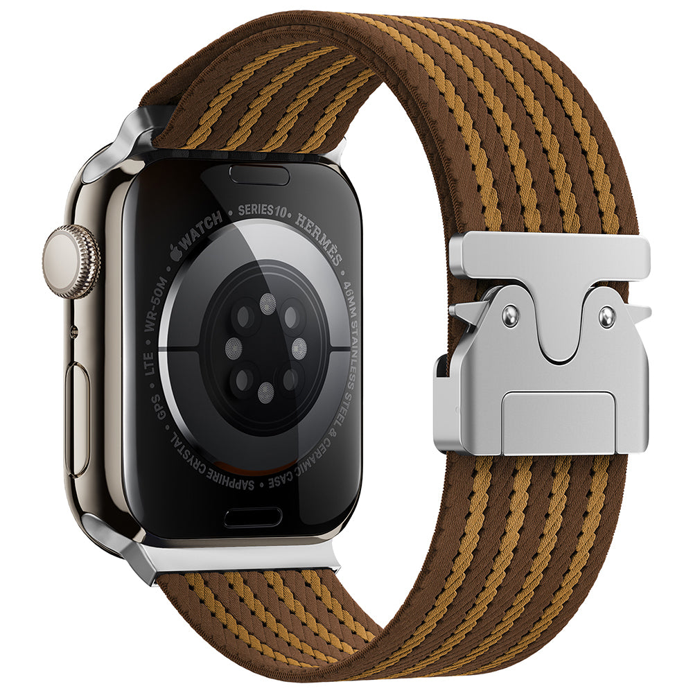 Apple Watch 42mm Zore KRD-133 Naylon Kumaş Hasır Örgülü Kordon Kahverengi