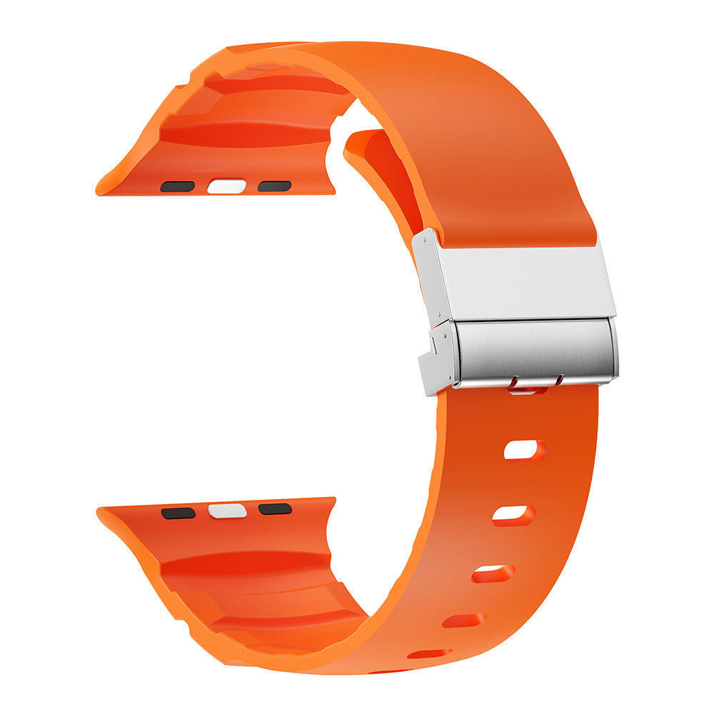 Apple Watch 42mm Zore KRD-145 Metal Tokalı Silikon Kordon Turuncu