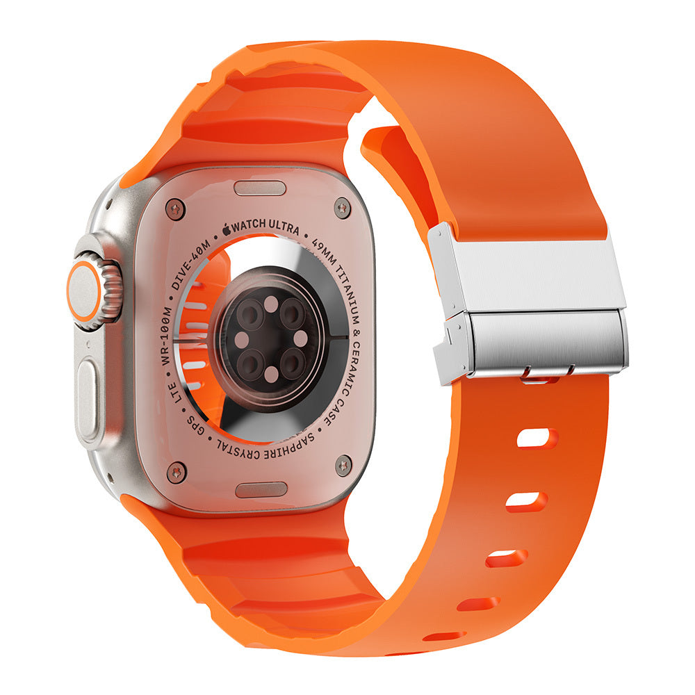 Apple Watch 42mm Zore KRD-145 Metal Tokalı Silikon Kordon Turuncu
