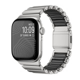 Apple Watch 42mm Zore KRD-149 Metal Silikon Kordon Gümüş-Siyah