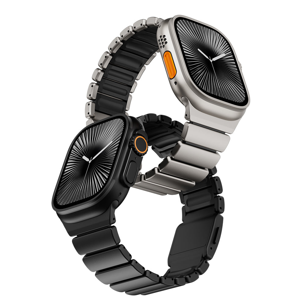 Apple Watch 42mm Zore KRD-149 Metal Silikon Kordon Siyah
