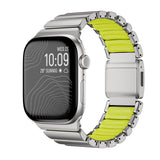 Apple Watch 42mm KRD-151 Metal Silikon Kordon Gümüş-Yeşil