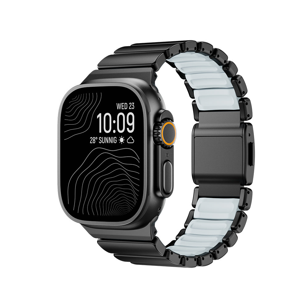 Apple Watch 42mm KRD-151 Metal Silikon Kordon Siyah-Mavi