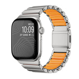 Apple Watch 42mm Zore KRD-152 Titanyum Silikon Kordon Gri-Turuncu