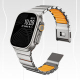Apple Watch 42mm Zore KRD-152 Titanyum Silikon Kordon Siyah-Yeşil