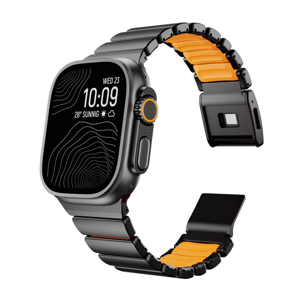 Apple Watch 42mm Zore KRD-152 Titanyum Silikon Kordon Siyah-Yeşil