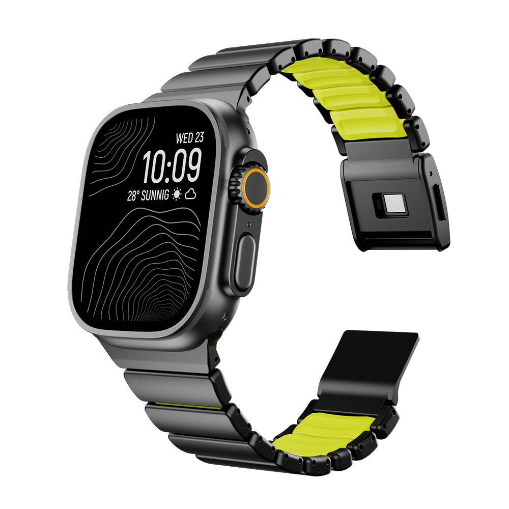 Apple Watch 42mm Zore KRD-152 Titanyum Silikon Kordon Gri-Turuncu