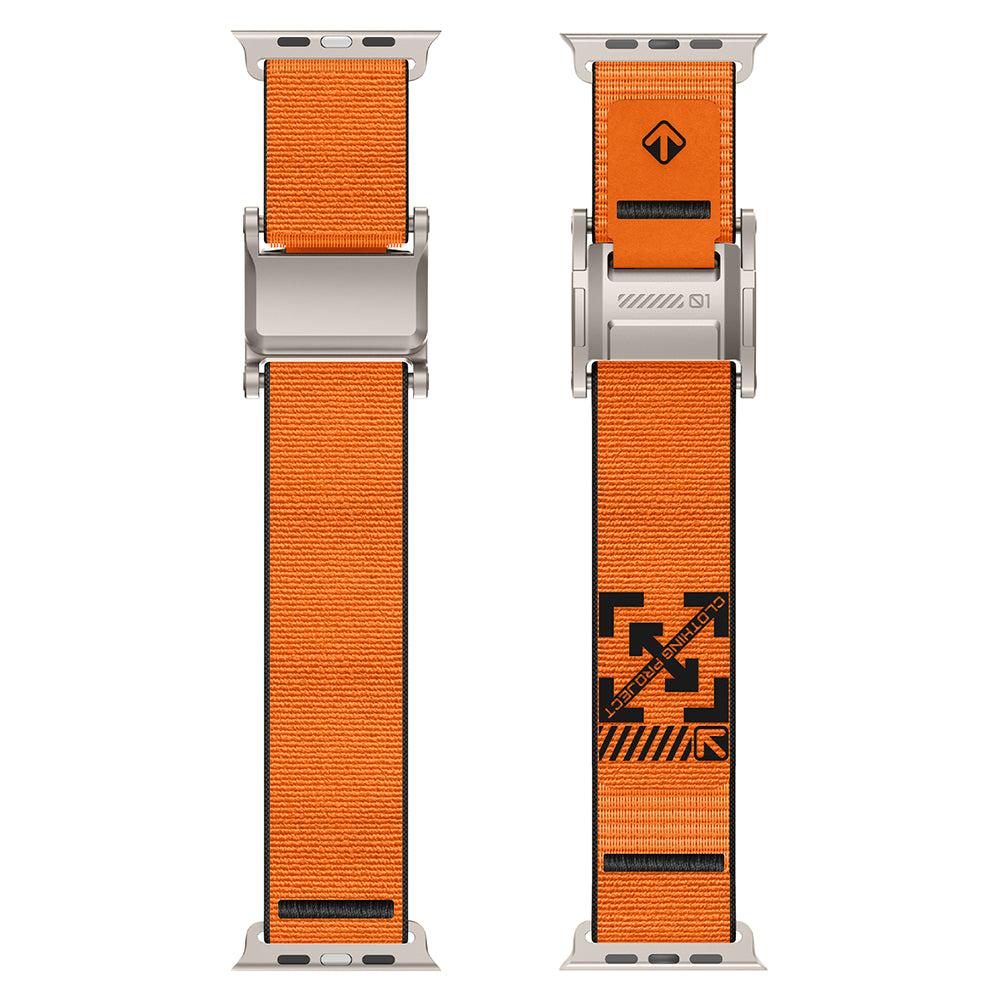 Apple Watch 42mm KRD-154 Naylon Kumaş Hasır Örgülü Kordon Gri-Turuncu