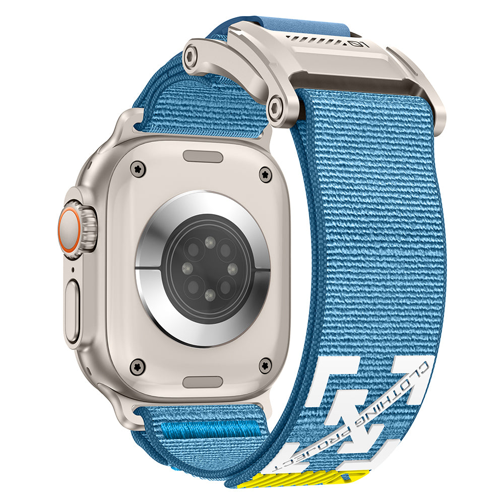 Apple Watch 42mm KRD-154 Naylon Kumaş Hasır Örgülü Kordon Gri-Mavi
