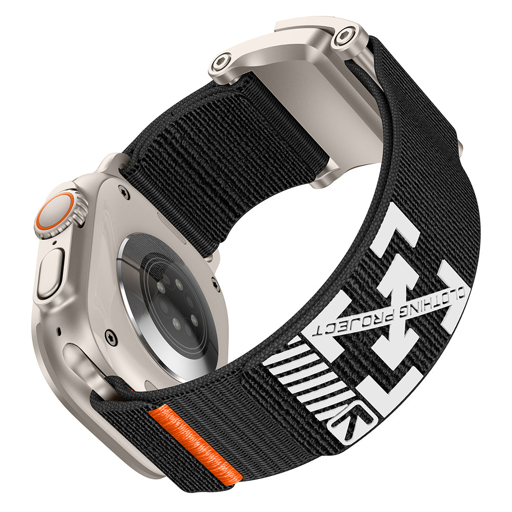 Apple Watch 42mm Zore KRD-154 Naylon Kumaş Hasır Örgülü Kordon Gri-Siyah