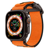 Apple Watch 42mm Zore KRD-154 Naylon Kumaş Hasır Örgülü Kordon Siyah-Turuncu