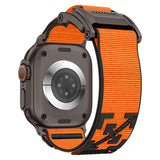 Apple Watch 42mm Zore KRD-154 Naylon Kumaş Hasır Örgülü Kordon Siyah-Turuncu