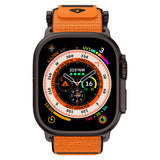 Apple Watch 42mm Zore KRD-154 Naylon Kumaş Hasır Örgülü Kordon Siyah-Turuncu