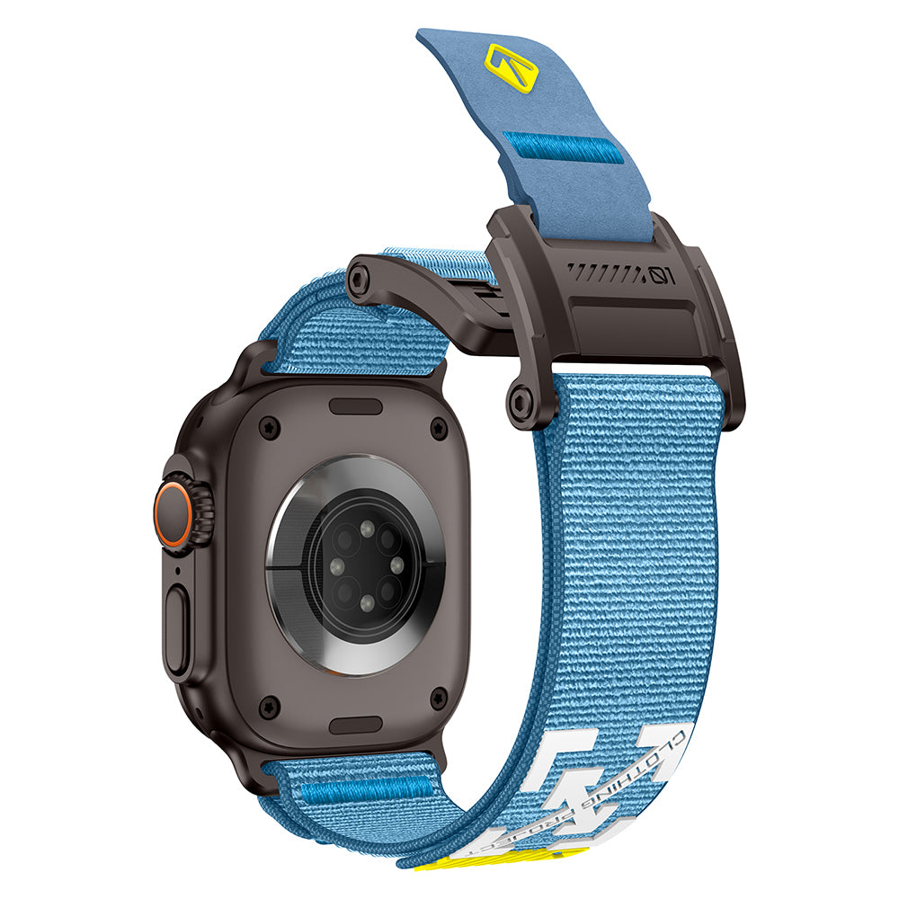 Apple Watch 42mm Zore KRD-154 Naylon Kumaş Hasır Örgülü Kordon Siyah-Mavi