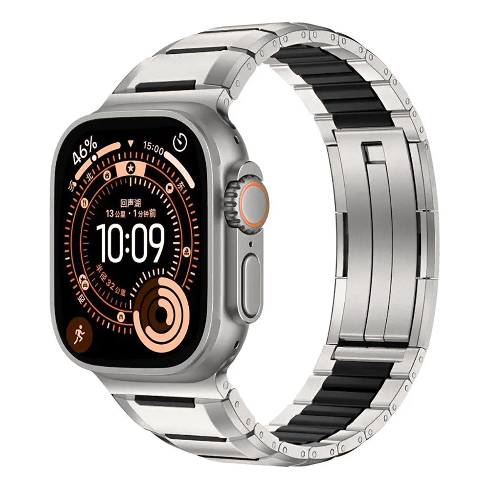 Apple Watch 42mm Zore KRD-155 Metal Silikon Kordon Titanyum-Siyah