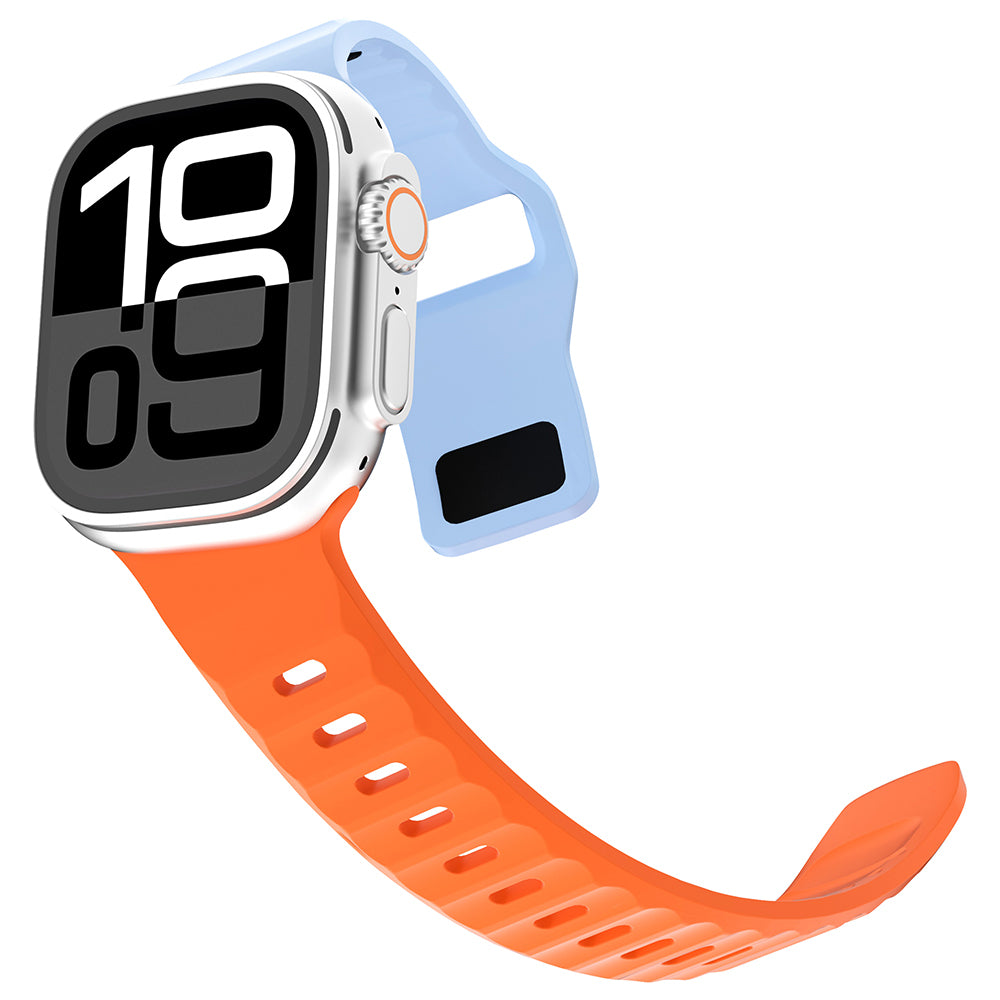 Apple Watch 42mm Zore KRD-160 Silikon Kordon Strap Kayış Mavi-Turuncu