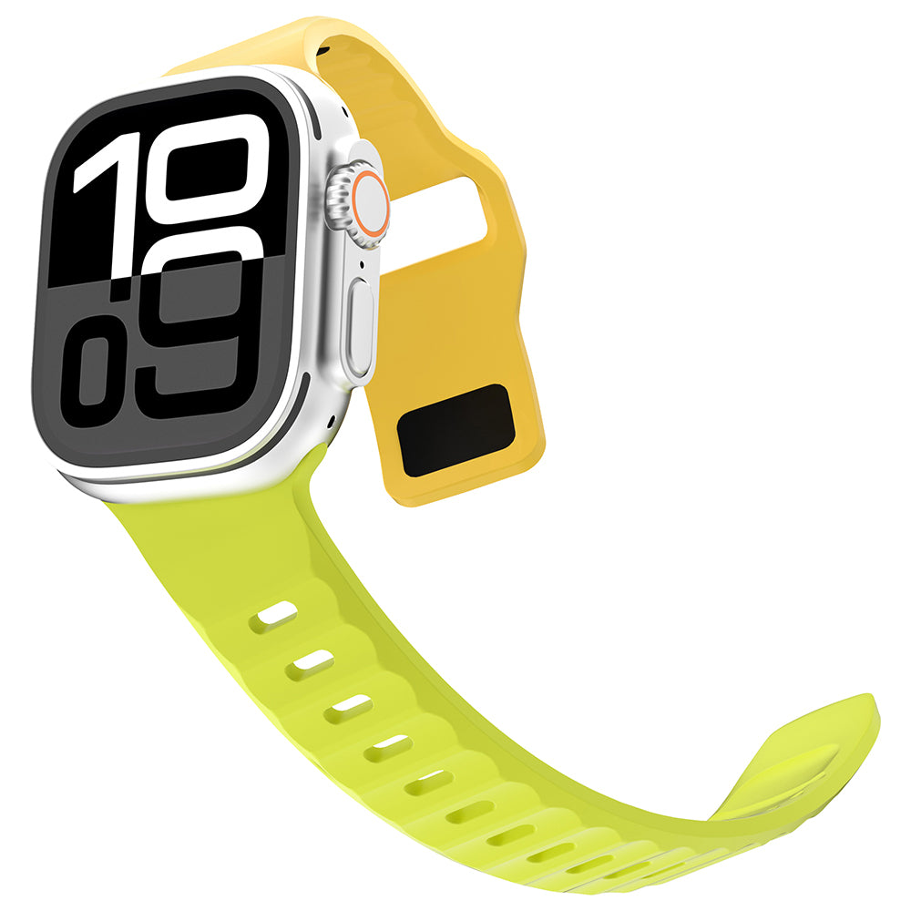 Apple Watch 42mm Zore KRD-160 Silikon Kordon Strap Kayış Sarı-Yeşil