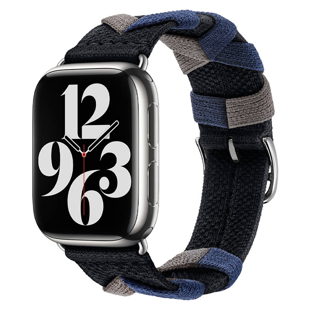 Apple Watch 42mm Zore KRD-97 Sarmal Örgü Tasarımlı Kordon Lacivert