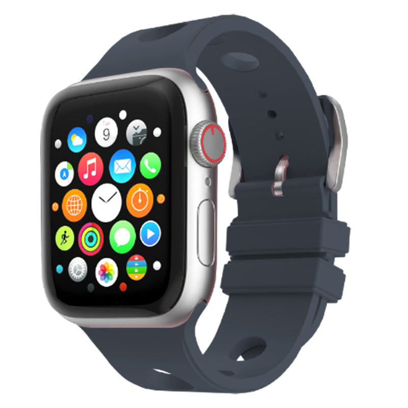 Apple Watch 44mm Delikli Tasarım Zore KRD-147 Silikon Kordon Midnight