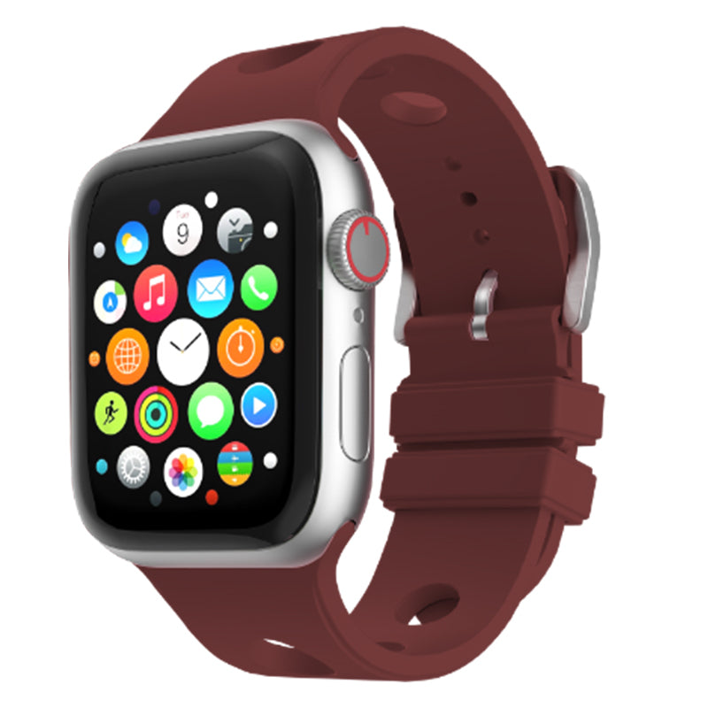 Apple Watch 44mm Delikli Tasarım Zore KRD-147 Silikon Kordon Mürdüm