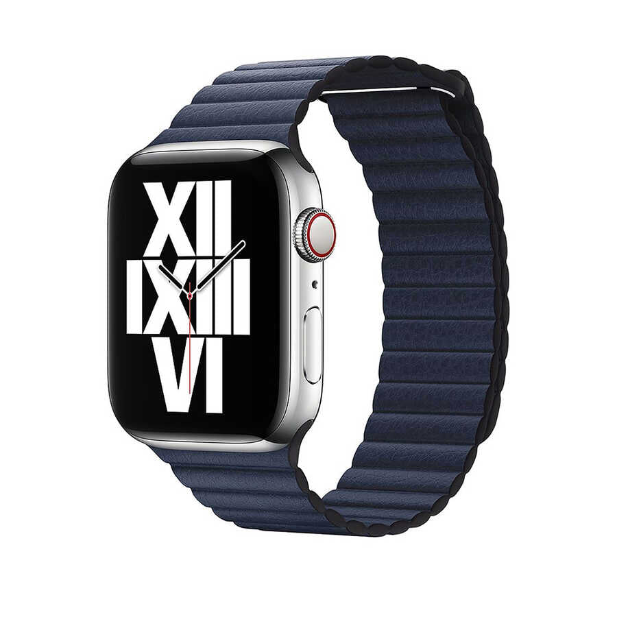 Apple Watch 44mm KRD-09 Deri Lop Kordon Gold