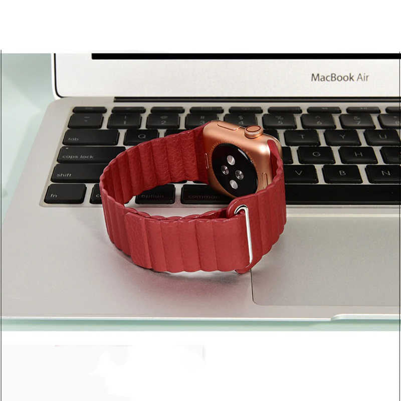 Apple Watch 44mm KRD-09 Deri Lop Kordon Koyu Yeşil