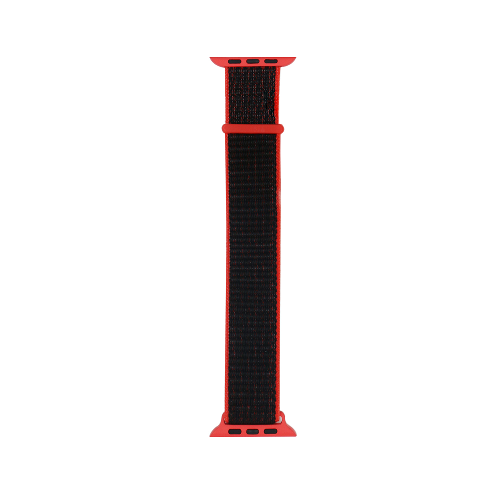 Apple Watch 44mm Kordon Band-03 Serisi Hasır Strap Kayış Kırmızı-Siyah