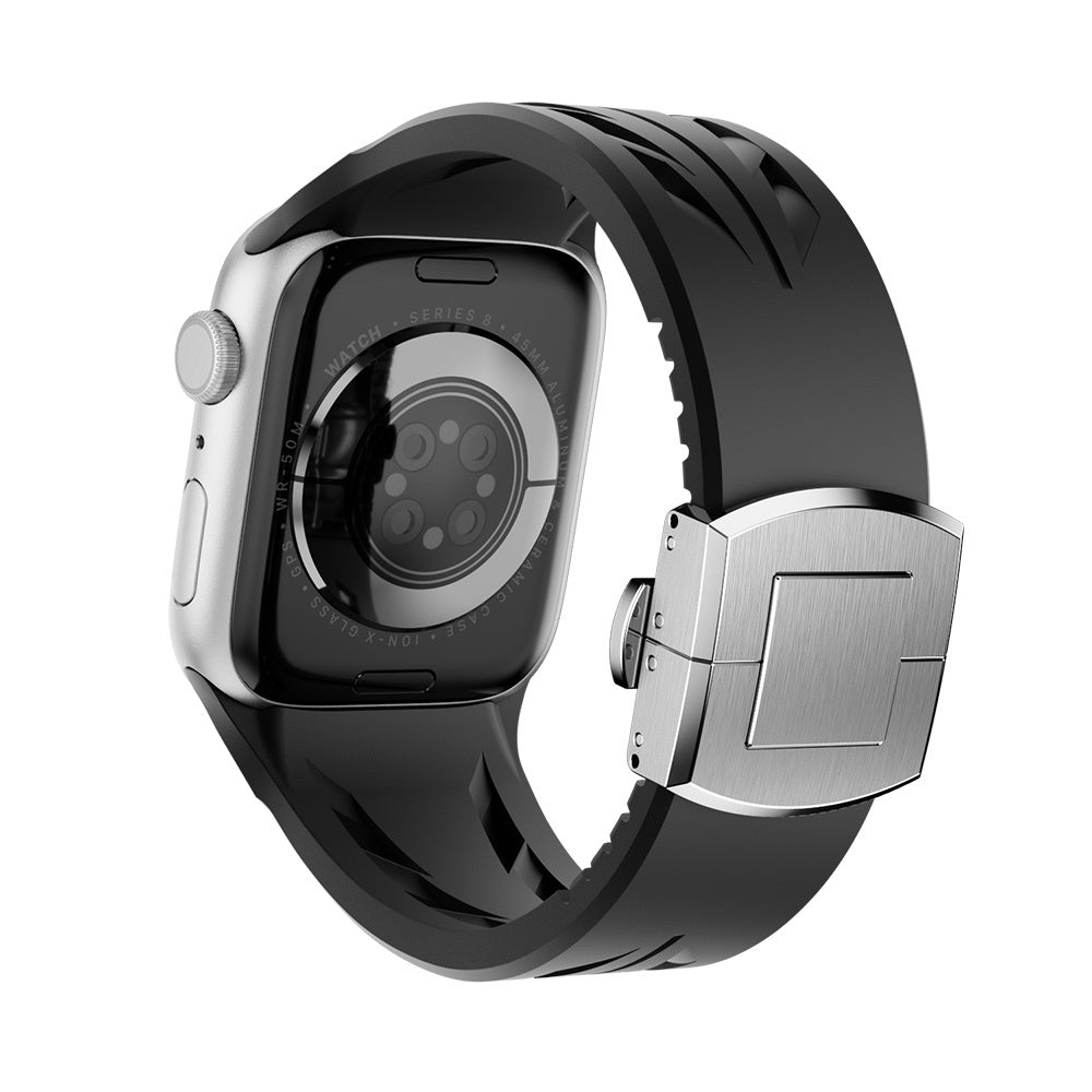 Apple Watch 44mm KRD-127 Metal Tokalı Silikon Kordon Kırmızı