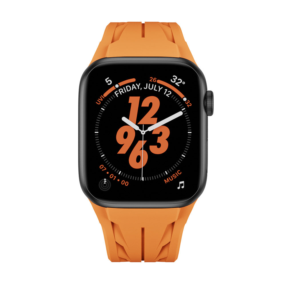 Apple Watch 44mm KRD-127 Metal Tokalı Silikon Kordon Siyah