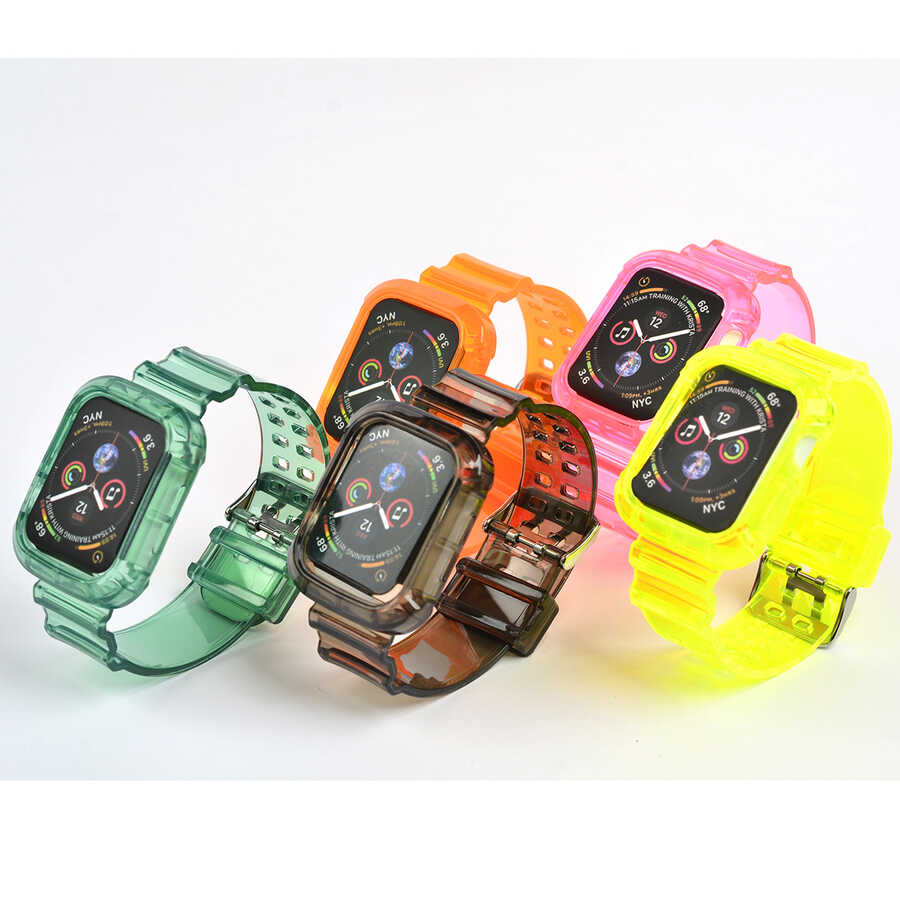 Apple Watch 44mm KRD-27 Silikon Kordon Renksiz