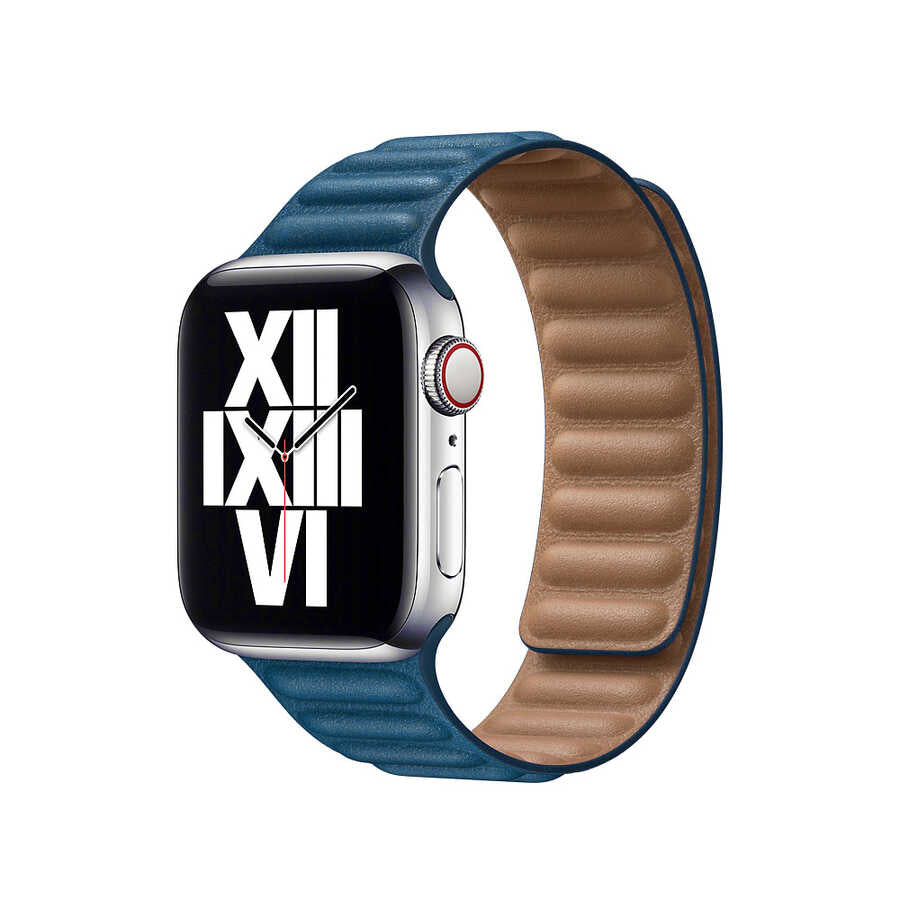 Apple Watch 44mm KRD-34 Deri Kordon Koyu Turuncu