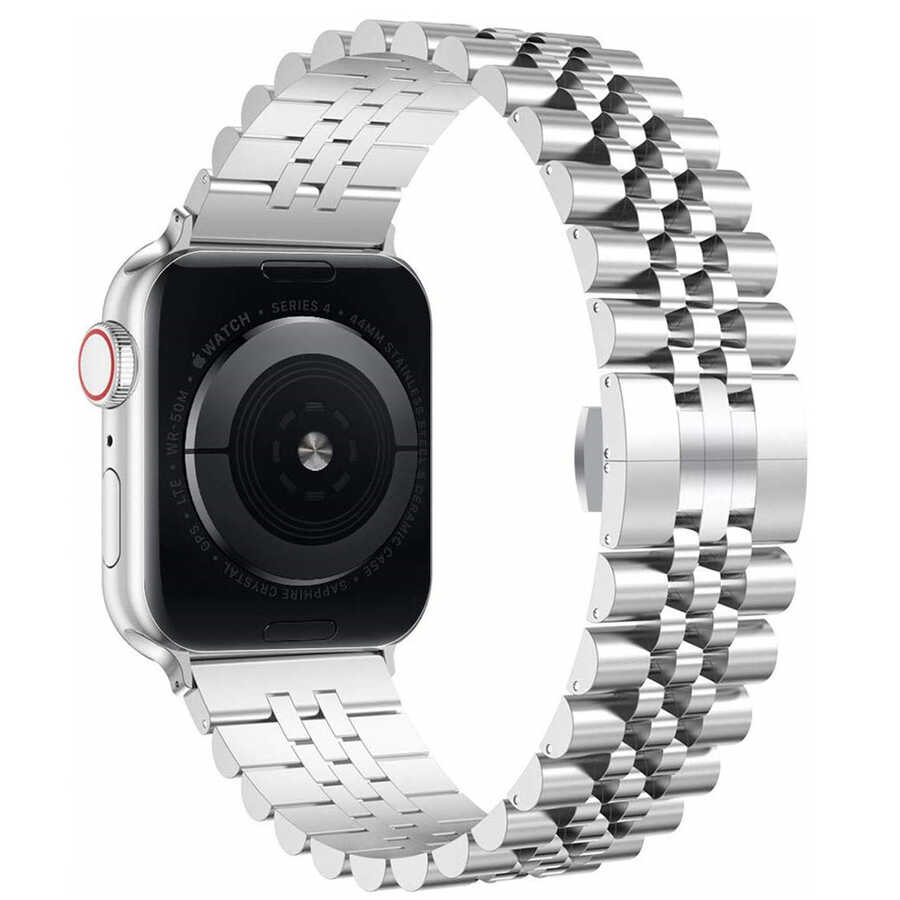 Apple Watch 44mm KRD-36 Metal Kordon Siyah-Rose Gold