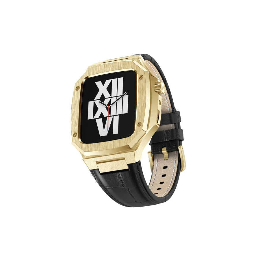 Apple Watch 44mm KRD-67 Kordon Kahverengi-Gümüş
