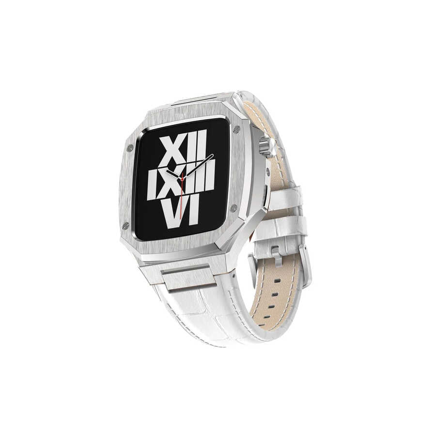 Apple Watch 44mm KRD-67 Kordon Kahverengi-Gümüş