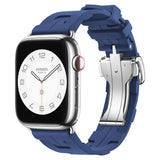 Apple Watch 44mm Spor Görünümlü Zore KRD-94 Silikon Kordon Lacivert