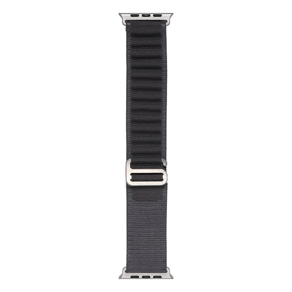 Apple Watch 44mm Zore Band-74 Hasır Kordon Siyah-Turuncu