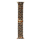 Apple Watch 44mm Zore KRD-01 Leopar Desenli Metal Kordon Sarı-Leopar