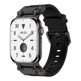 Apple Watch 44mm Zore KRD-101 Titanyum Metal Başlıklı Silikon Kordon Siyah