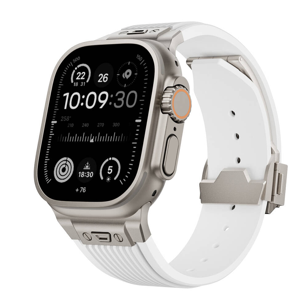 Apple Watch 44mm Zore KRD-113 Spor Görünümlü Silikon Kordon Beyaz