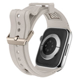 Apple Watch 44mm Zore KRD-117 Hava Alabilen Delikli Metal Süslemeli Desenli Silikon Kordon Titanyum-Siyah
