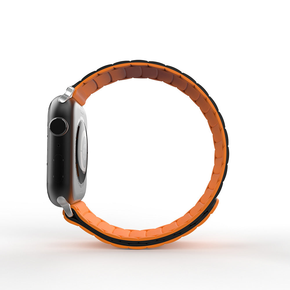 Apple Watch 44mm Zore KRD-122 Silikon Kordon Strap Kayış Siyah-Turuncu