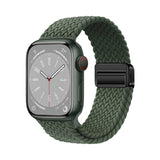 Apple Watch 44mm Zore KRD-134 Örgü Tasarımlı Hasır Kordon Strap Kayış Koyu Yeşil