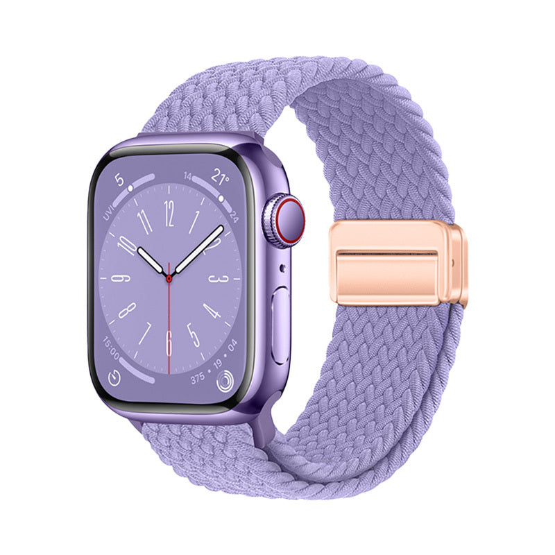 Apple Watch 44mm Zore KRD-134 Örgü Tasarımlı Hasır Kordon Strap Kayış Lila