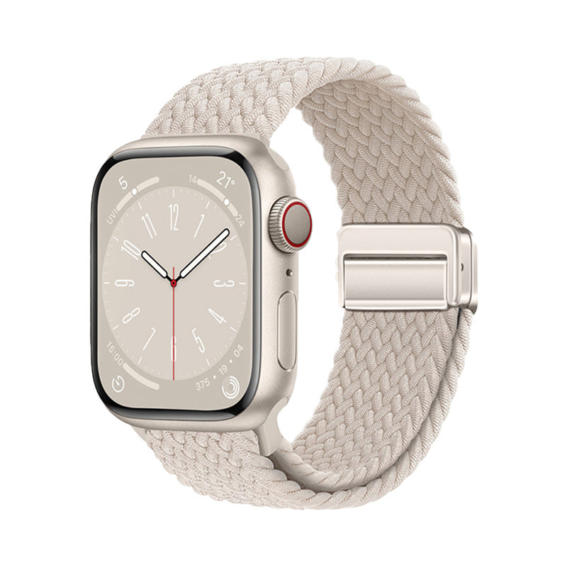 Apple Watch 44mm Zore KRD-134 Örgü Tasarımlı Hasır Kordon Strap Kayış Starlight