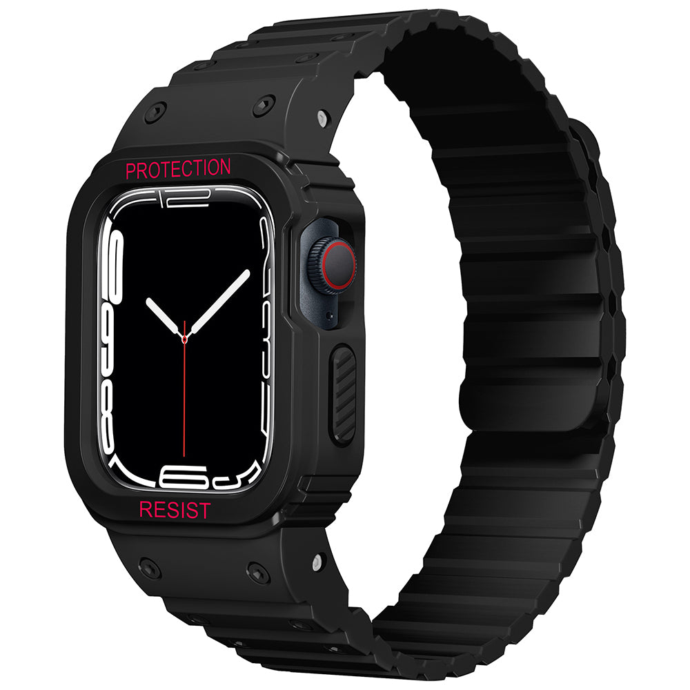 Apple Watch 44mm Zore KRD-142 Airbag Tasarımlı Kasa Koruyuculu Silikon Kordon Midnight Blue